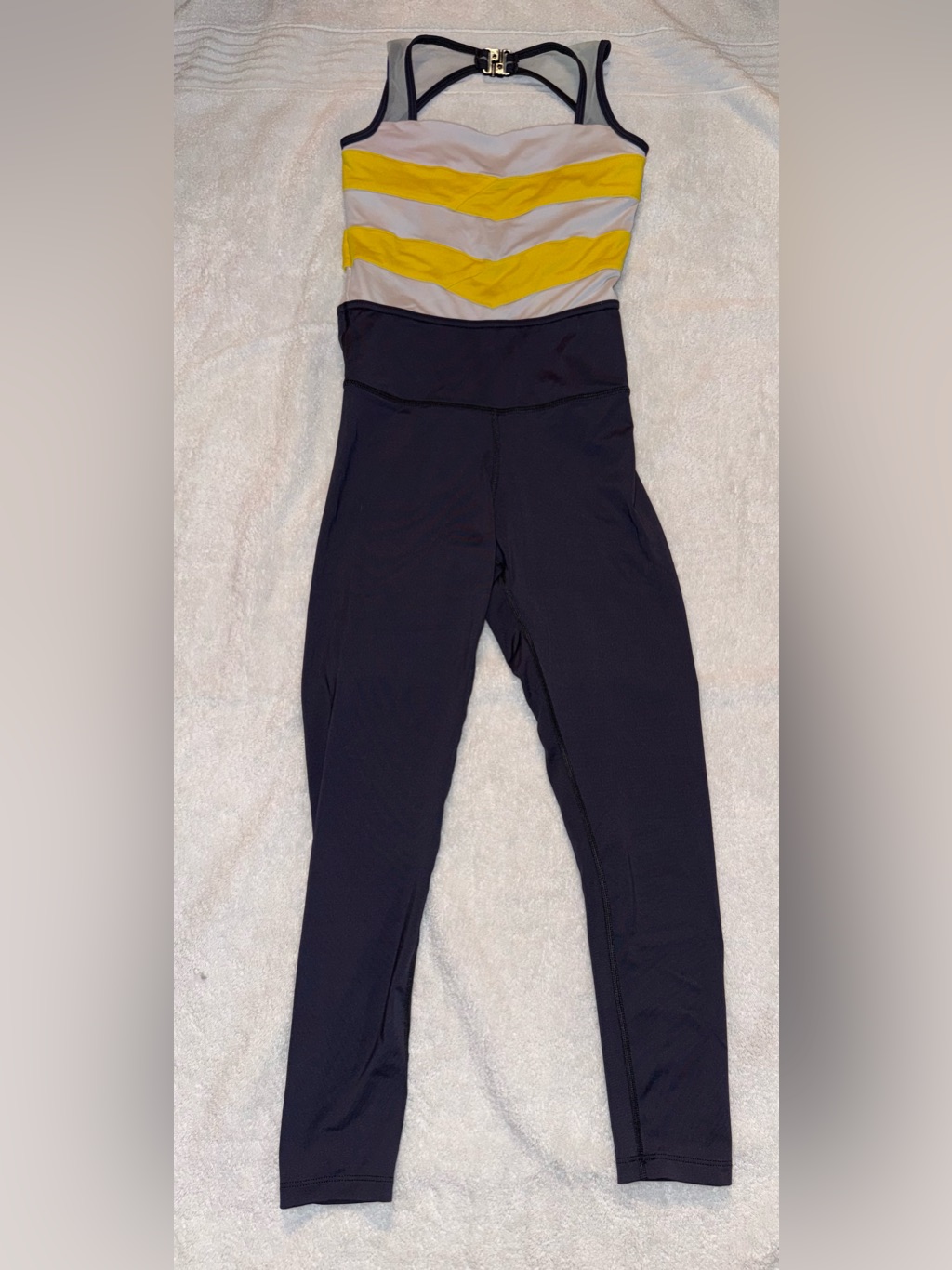 Girls Yellow & Black Dance Unitard With Chevron Bodice
